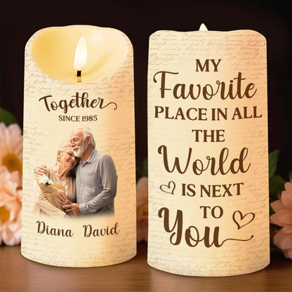 Favorite Place In The World Is Next To You, Candle, Custom Photo - Personalized Custom LED Candle - CPL869_LECA