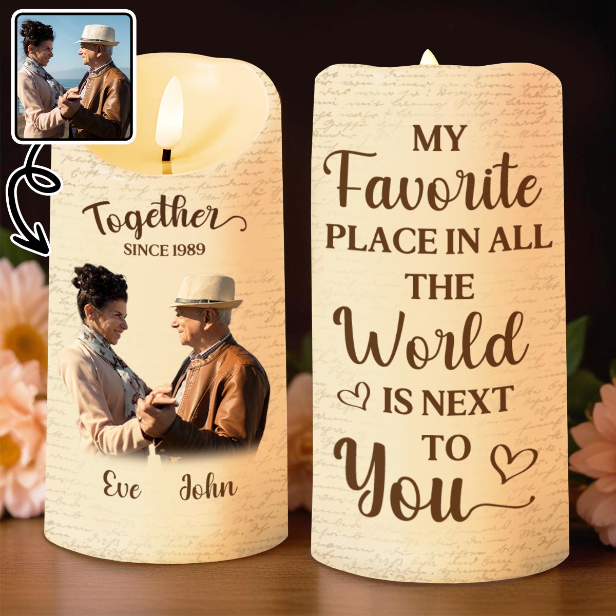 Favorite Place In The World Is Next To You, Candle, Custom Photo - Personalized Custom LED Candle - CPL869_LECA