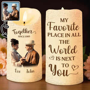 Favorite Place In The World Is Next To You, Candle, Custom Photo - Personalized Custom LED Candle - CPL869_LECA