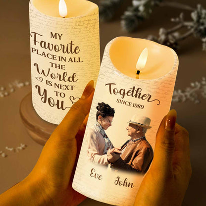 Favorite Place In The World Is Next To You, Candle, Custom Photo - Personalized Custom LED Candle - CPL869_LECA