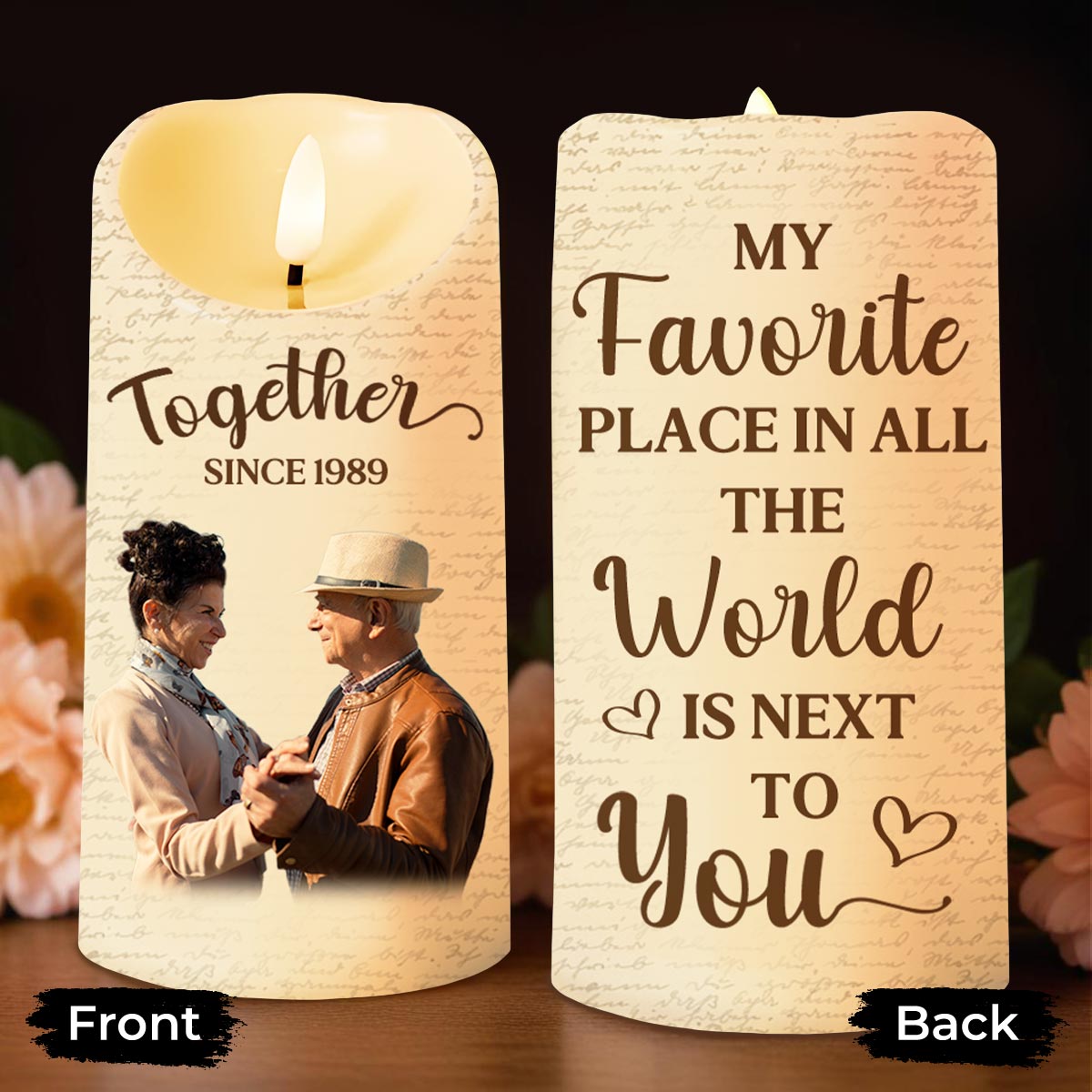 Favorite Place In The World Is Next To You, Candle, Custom Photo - Personalized Custom LED Candle - CPL869_LECA
