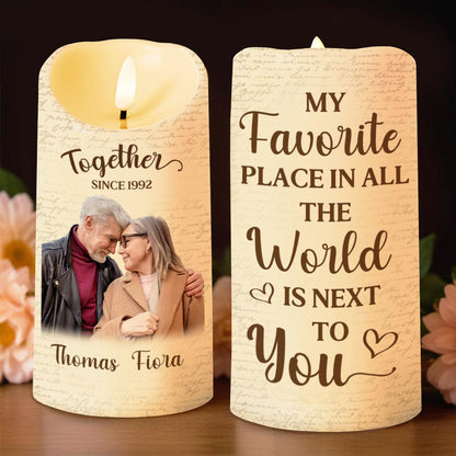 Favorite Place In The World Is Next To You, Candle, Custom Photo - Personalized Custom LED Candle - CPL869_LECA