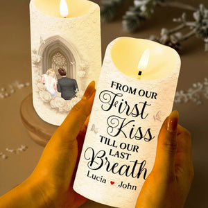 From Our First Kiss Till Our Last Breath, Roses And Church Door - Personalized Custom LED Candle - CPL924_LECA