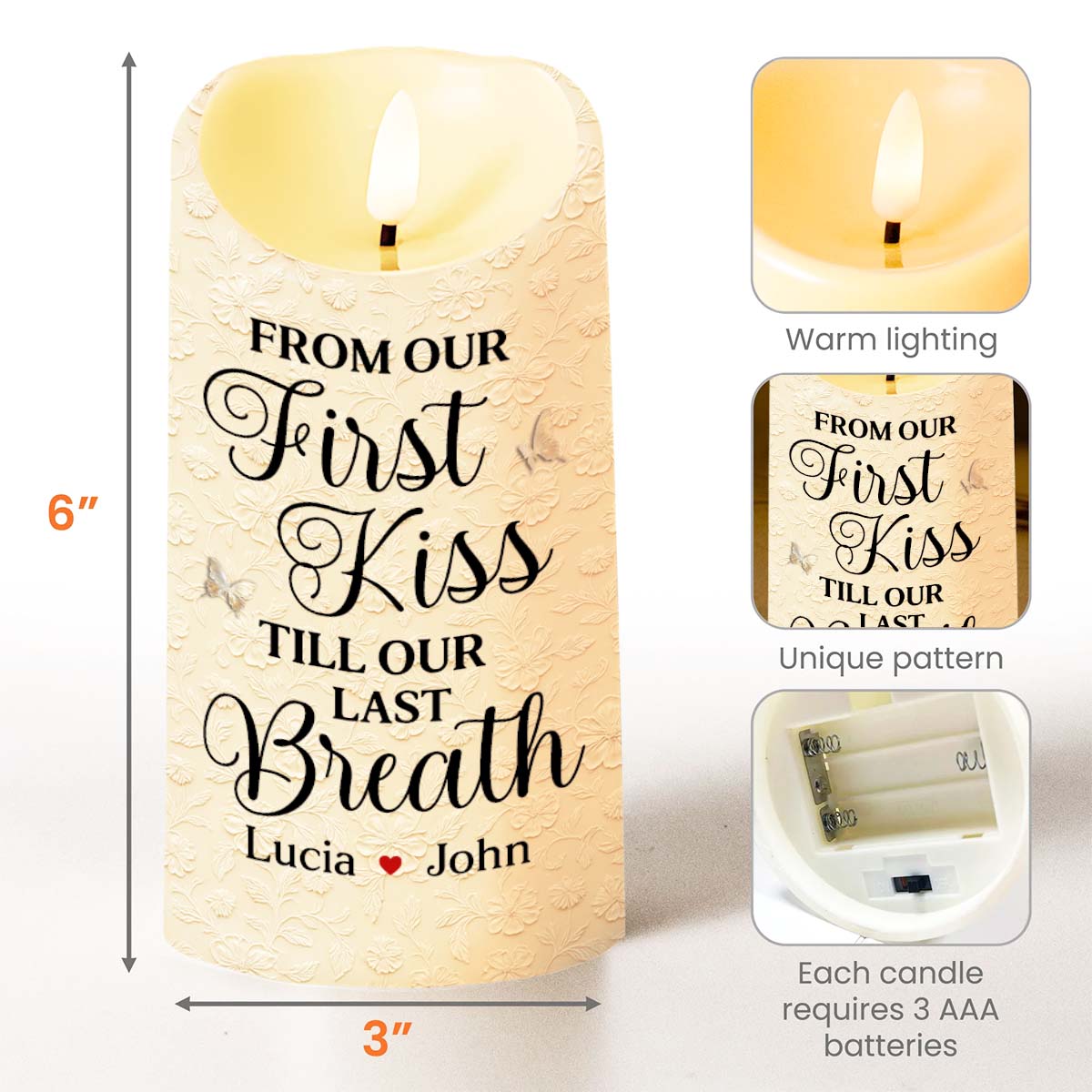 From Our First Kiss Till Our Last Breath, Roses And Church Door - Personalized Custom LED Candle - CPL924_LECA
