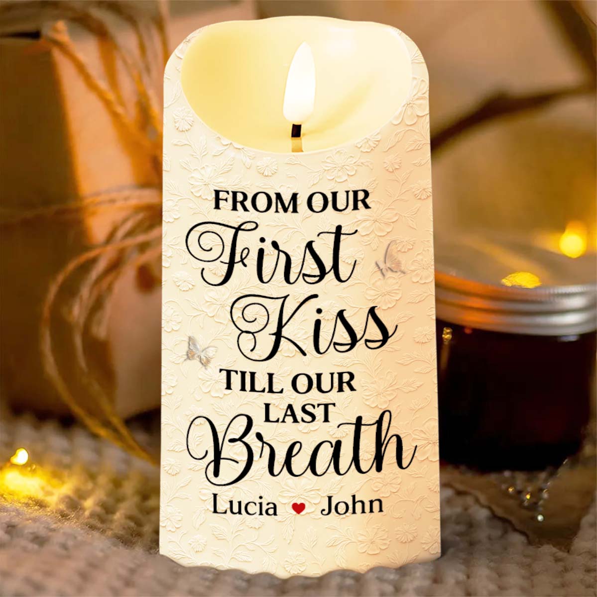 From Our First Kiss Till Our Last Breath, Roses And Church Door - Personalized Custom LED Candle - CPL924_LECA