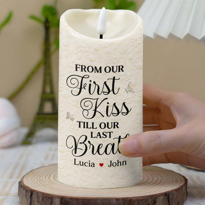 From Our First Kiss Till Our Last Breath, Roses And Church Door - Personalized Custom LED Candle - CPL924_LECA