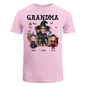 Grandma Witch Sitting On Chair with Kids personalized shirt