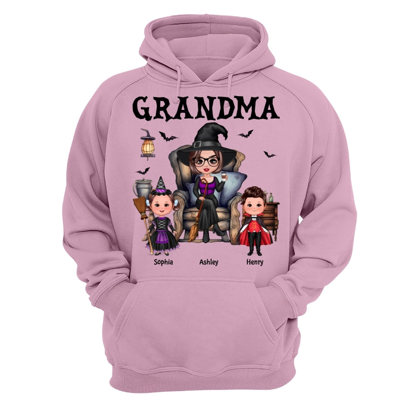 Grandma Witch Sitting On Chair with Kids personalized shirt