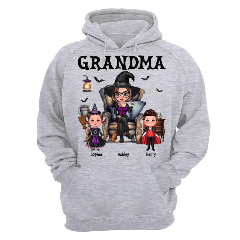Grandma Witch Sitting On Chair with Kids personalized shirt