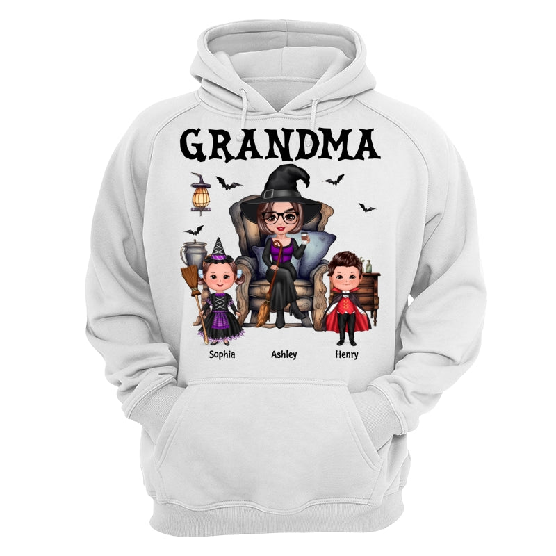 Grandma Witch Sitting On Chair with Kids personalized shirt