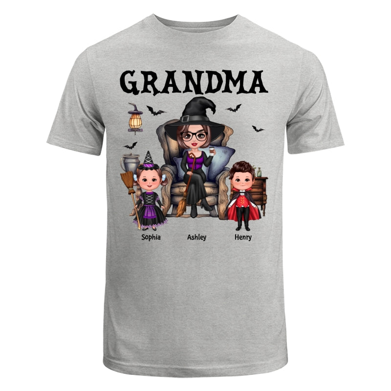 Grandma Witch Sitting On Chair with Kids personalized shirt