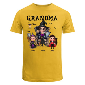 Grandma Witch Sitting On Chair with Kids personalized shirt