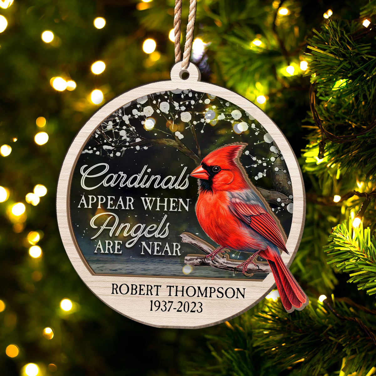 Cardinals Appear When Angels Are Near personalized suncatcher ornament