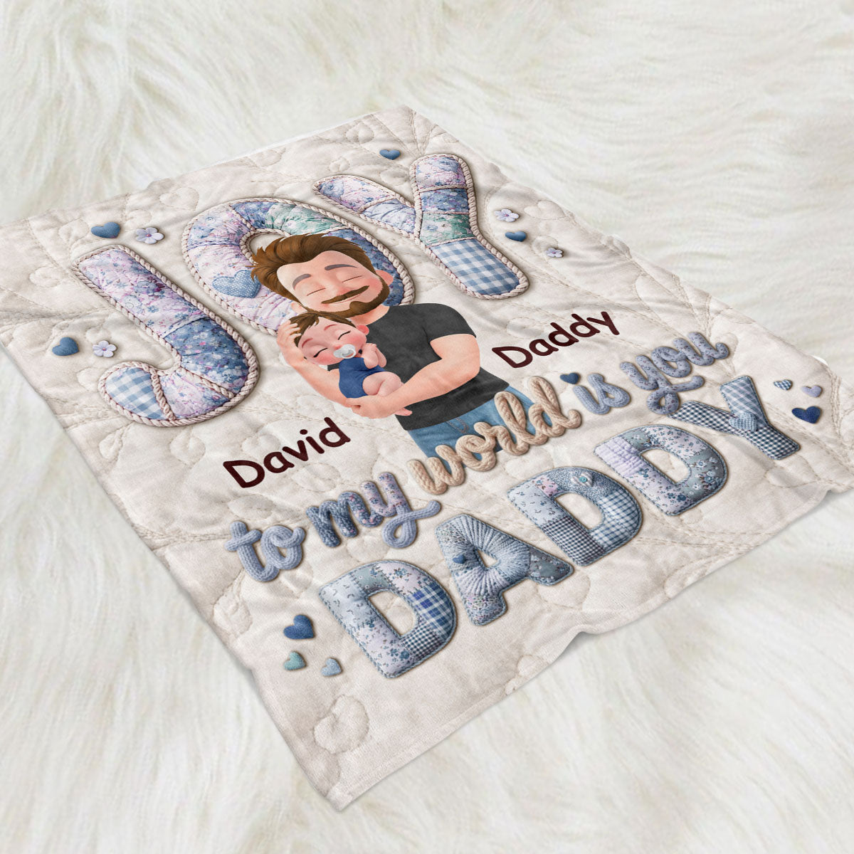 Joy To My World Is Daddy Personalized Fleece Blanket
