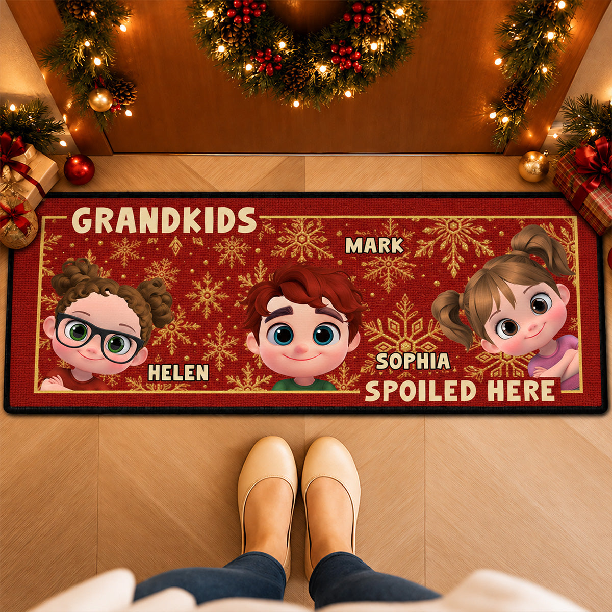 Christmas Is Better With Grandkids personalized runner rug