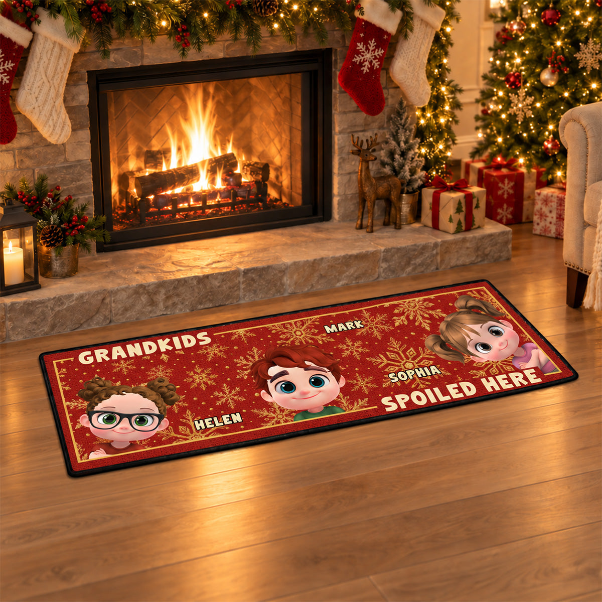 Christmas Is Better With Grandkids personalized runner rug