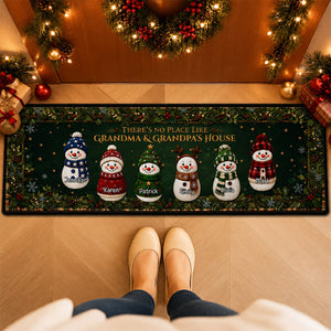 Cozy Snowman Family personalized runner rug