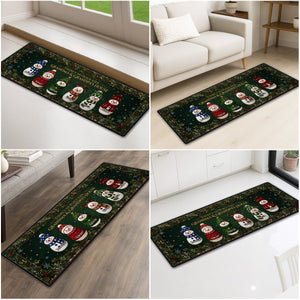 Cozy Snowman Family personalized runner rug