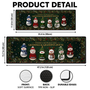 Cozy Snowman Family personalized runner rug