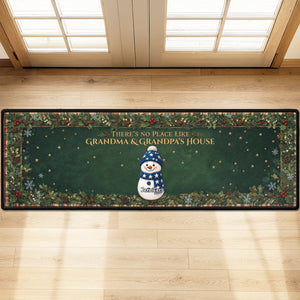Cozy Snowman Family personalized runner rug