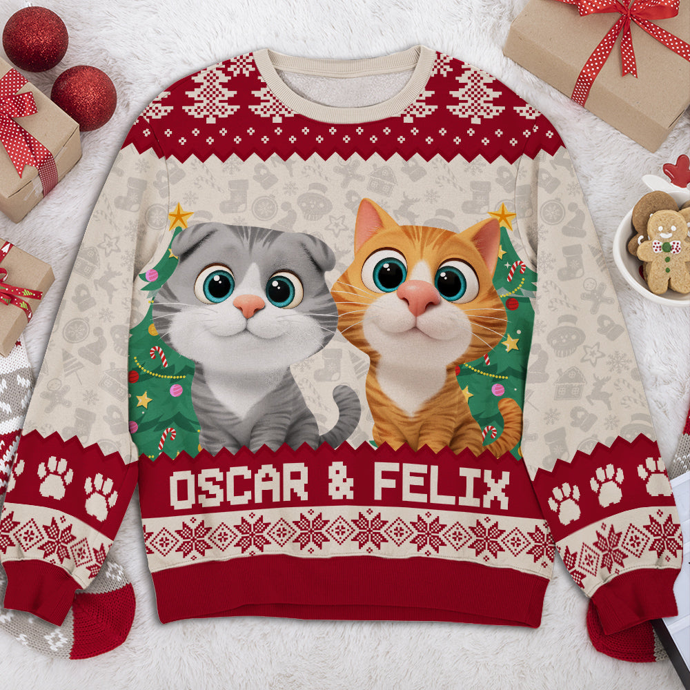 Santa Is Coming To Cats - Personalized All-Over-Print Sweatshirt - Christmas Gift For Mom