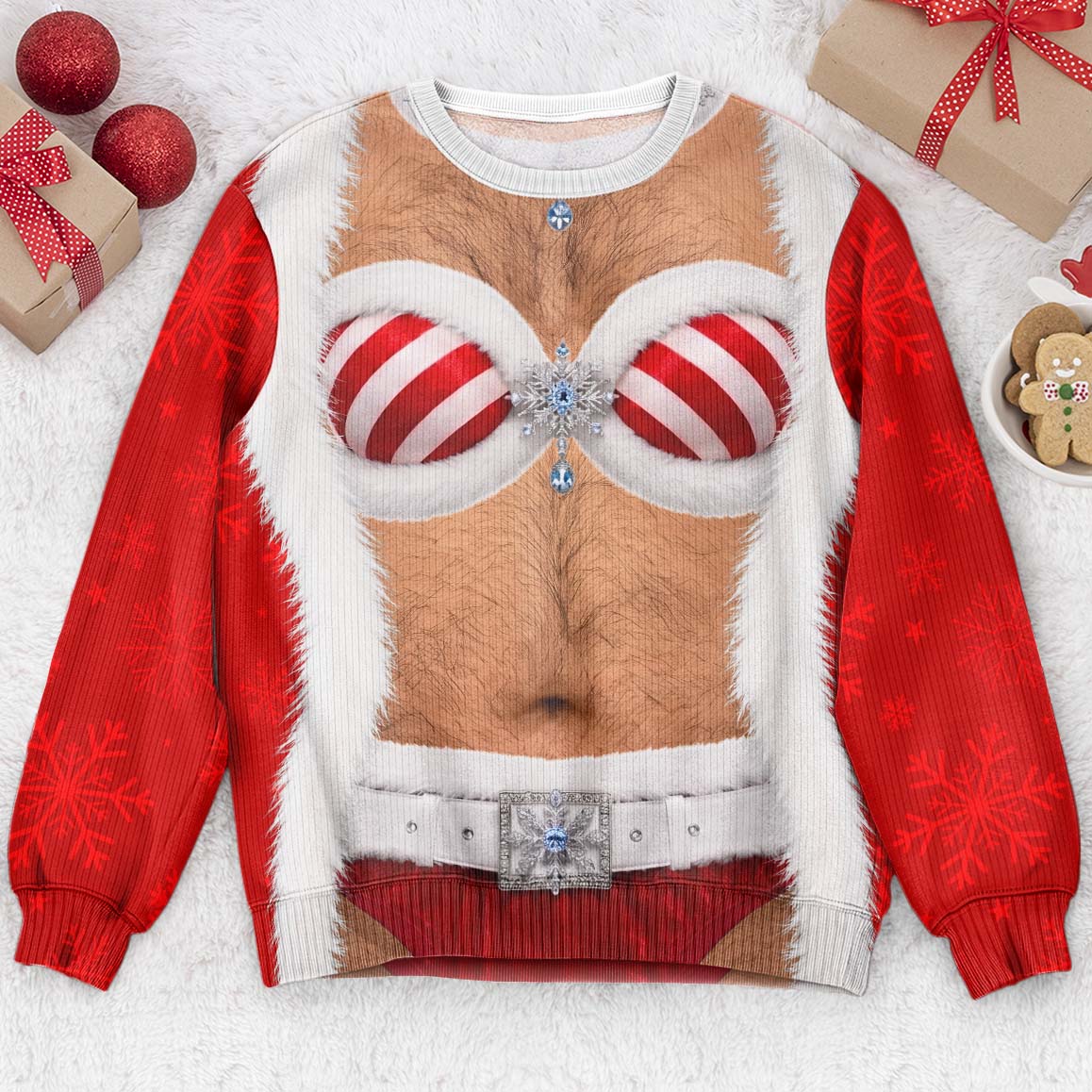 Custom Funny Hairy Chest Ugly Christmas Sweater