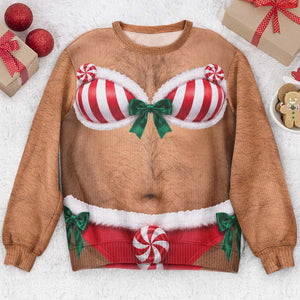 Custom Funny Hairy Chest Ugly Christmas Sweater