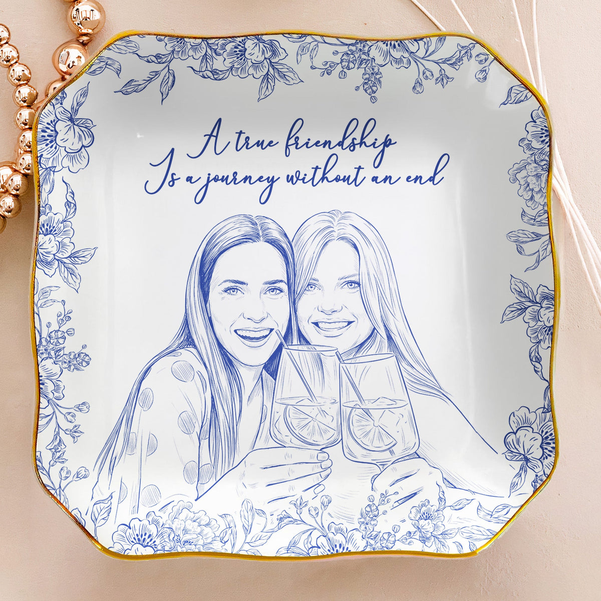 Square and circle photo ring dishes