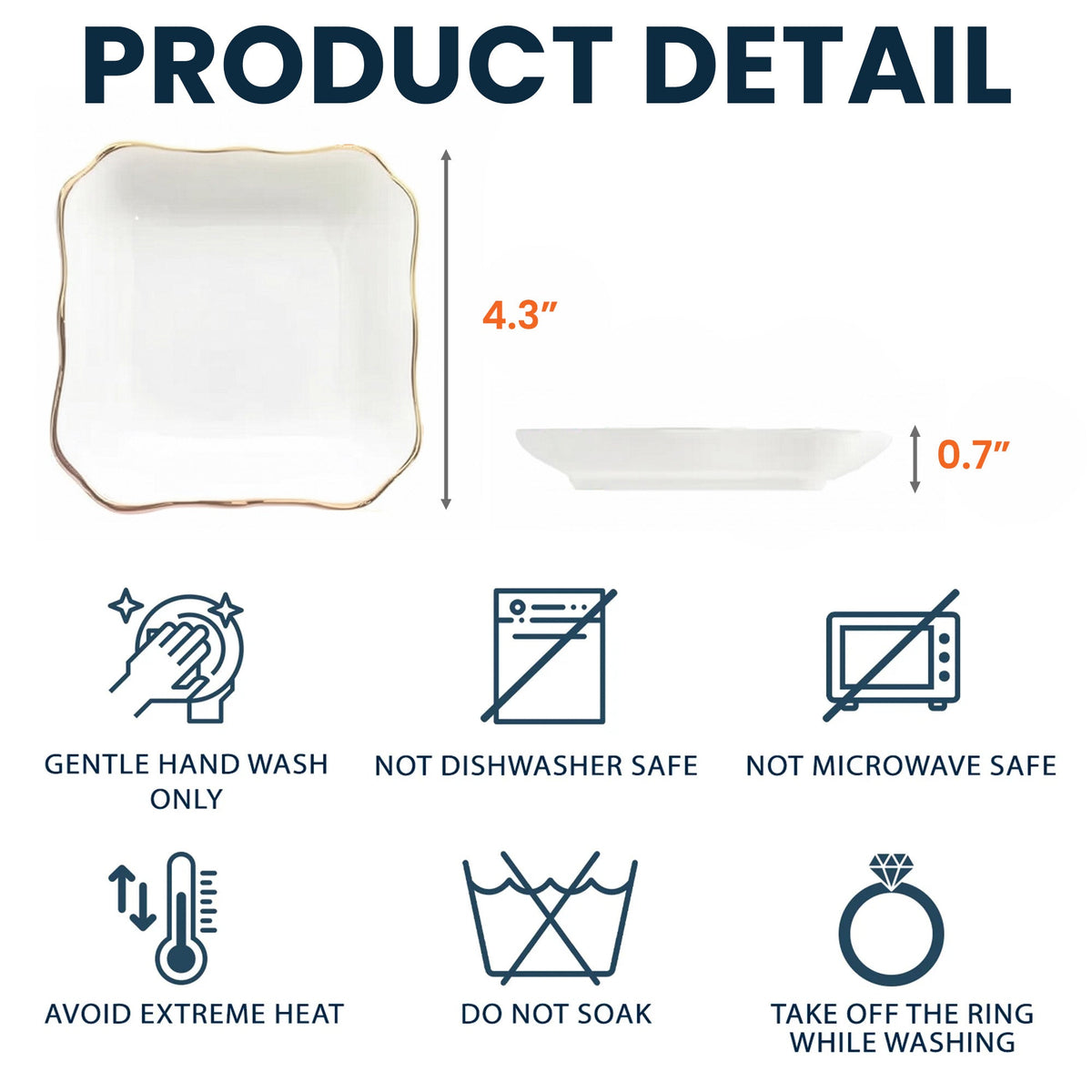 Jewelry dish dimensions and care