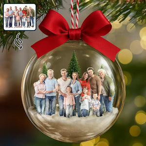 Custom Photo Family Is The Greatest Gift 3D Acrylic Ball Ornament