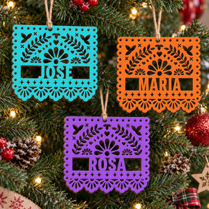 Custom Papel Picado Name Personalized Wooden Ornament 2