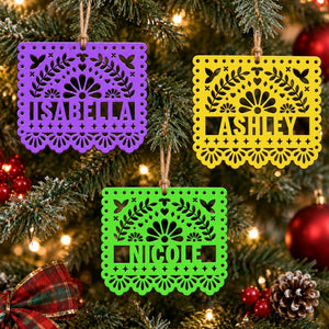 Custom Papel Picado Name Personalized Wooden Ornament 1