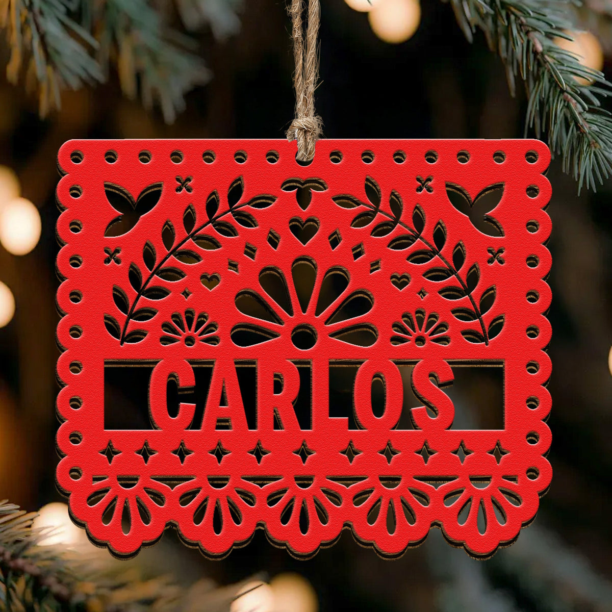 Custom Papel Picado Name Personalized Wooden Ornament 3