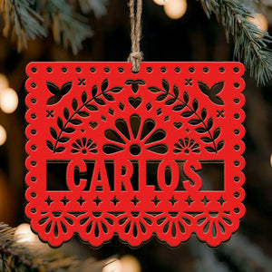 Custom Papel Picado Name Personalized Wooden Ornament 3