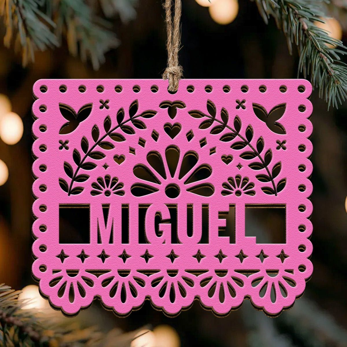 Custom Papel Picado Name Personalized Wooden Ornament 4