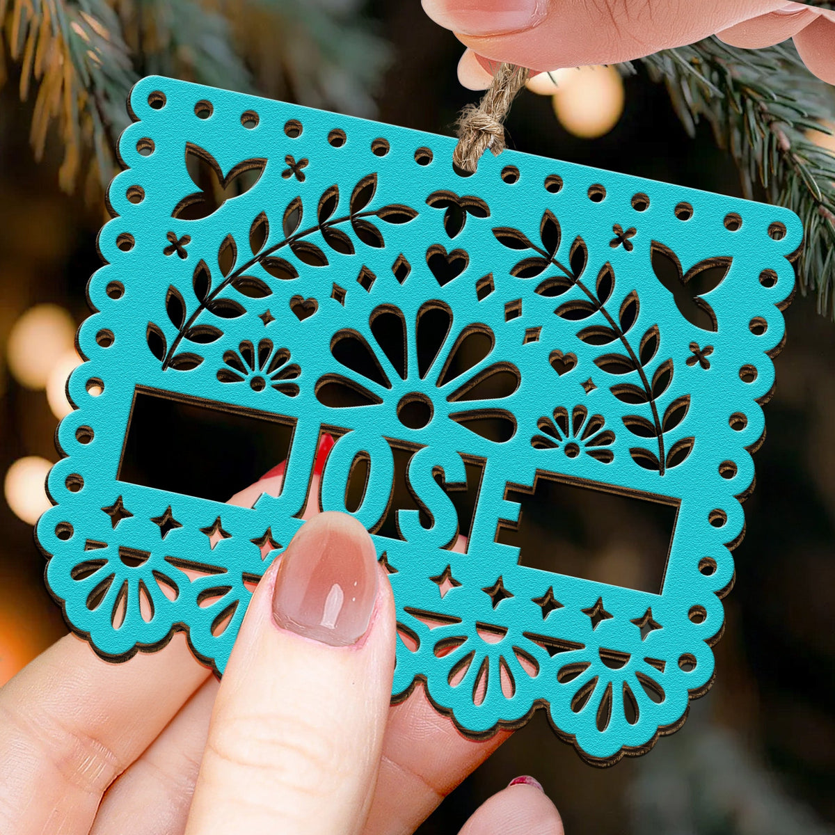 Custom Papel Picado Name Personalized Wooden Ornament 8