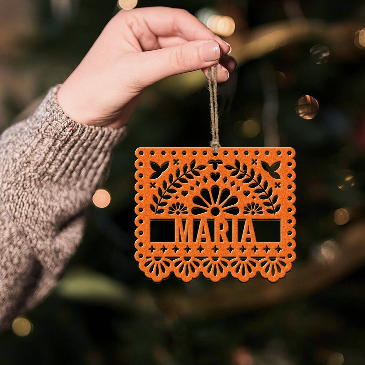 Custom Papel Picado Name Personalized Wooden Ornament 6