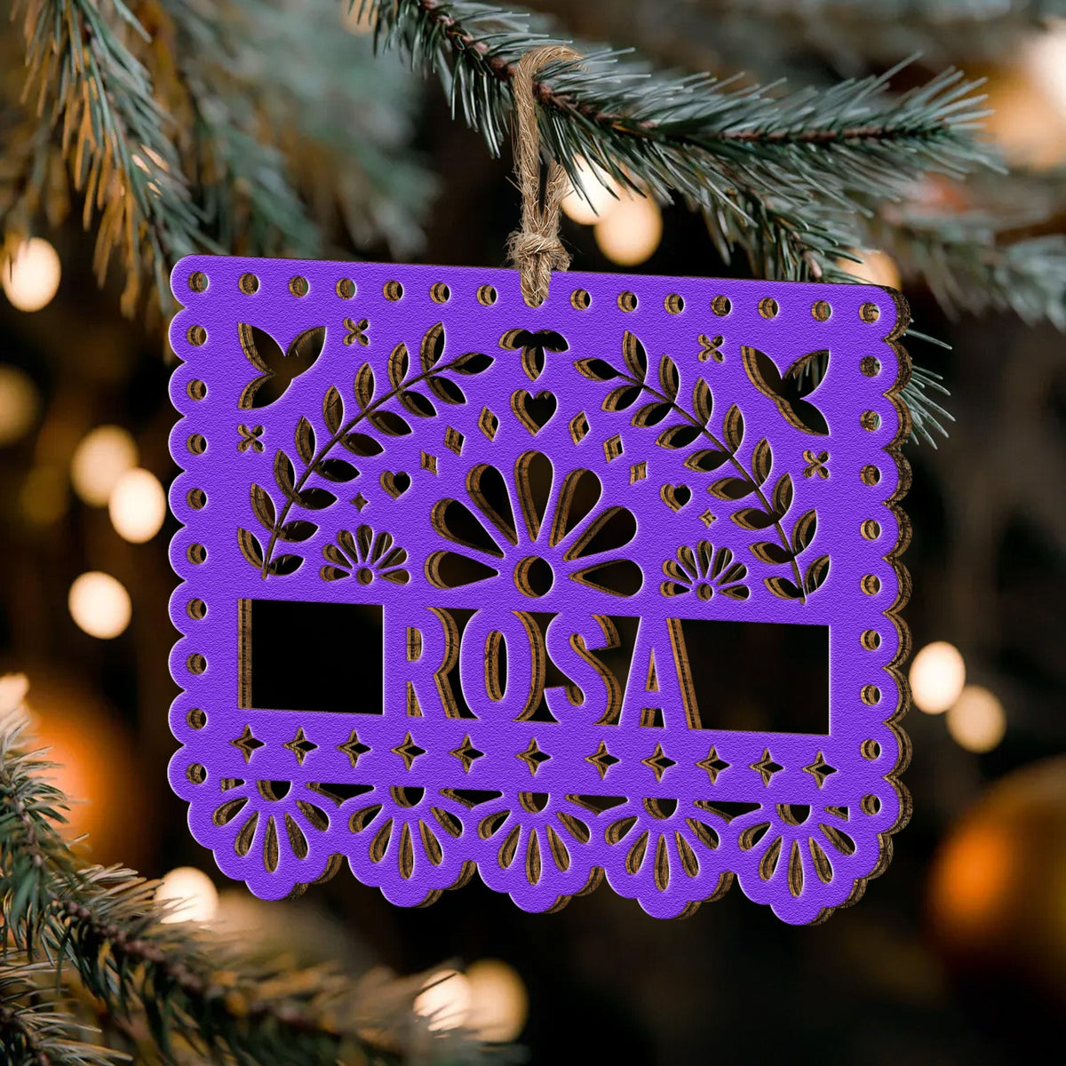Custom Papel Picado Name Personalized Wooden Ornament 7