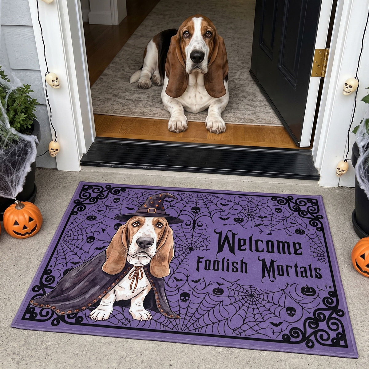 Custom Pet Portrait Spooky Welcome Halloween Doormat