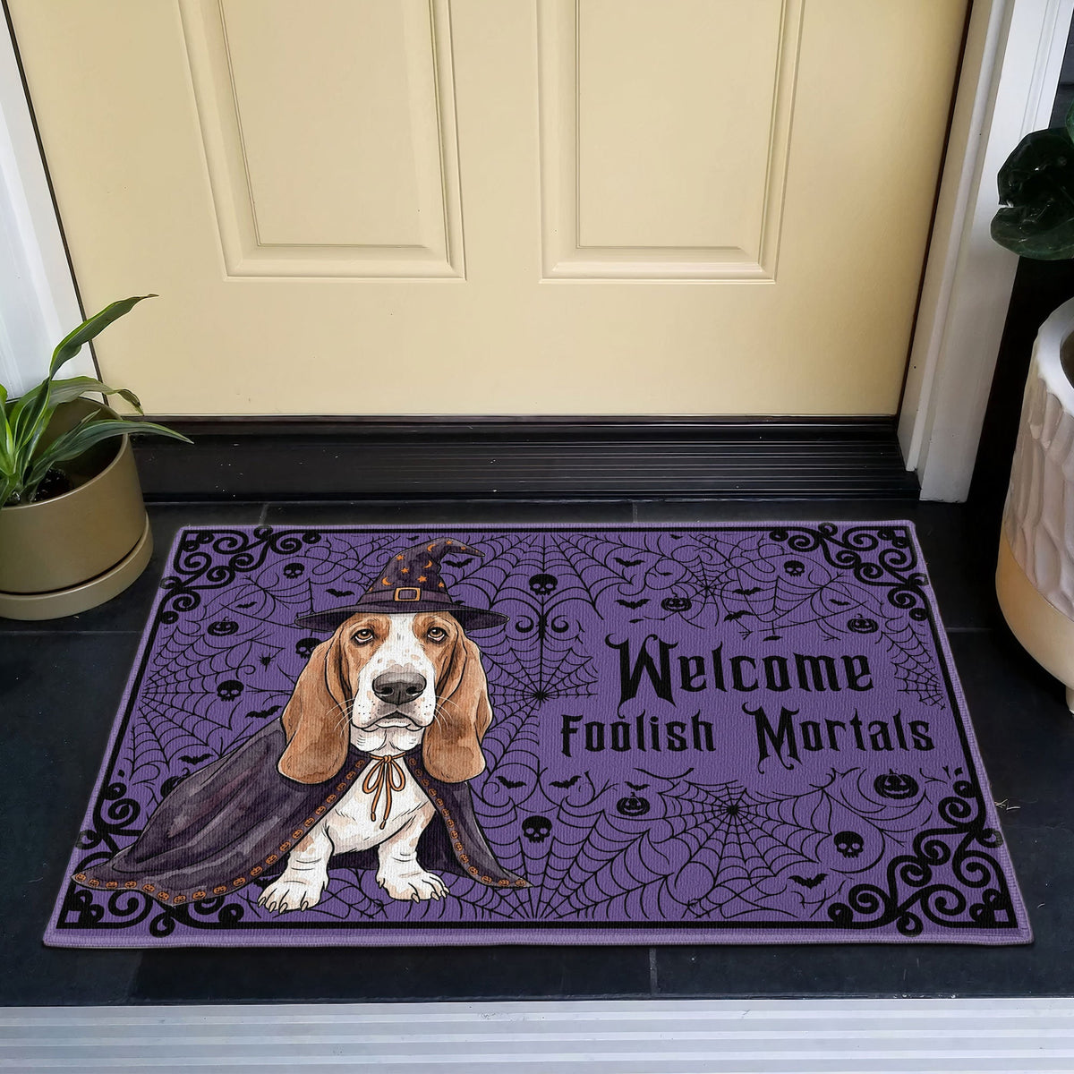 Custom Pet Portrait Spooky Welcome Halloween Doormat