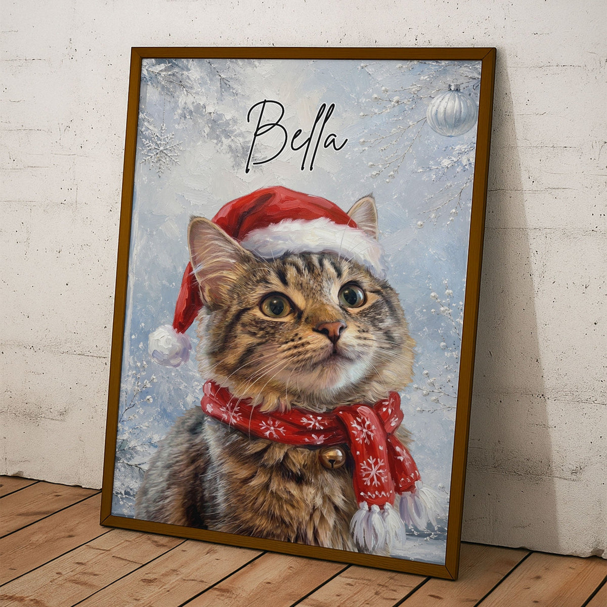 Custom Photo Pet Lovers Christmas Oil Painting Poster
