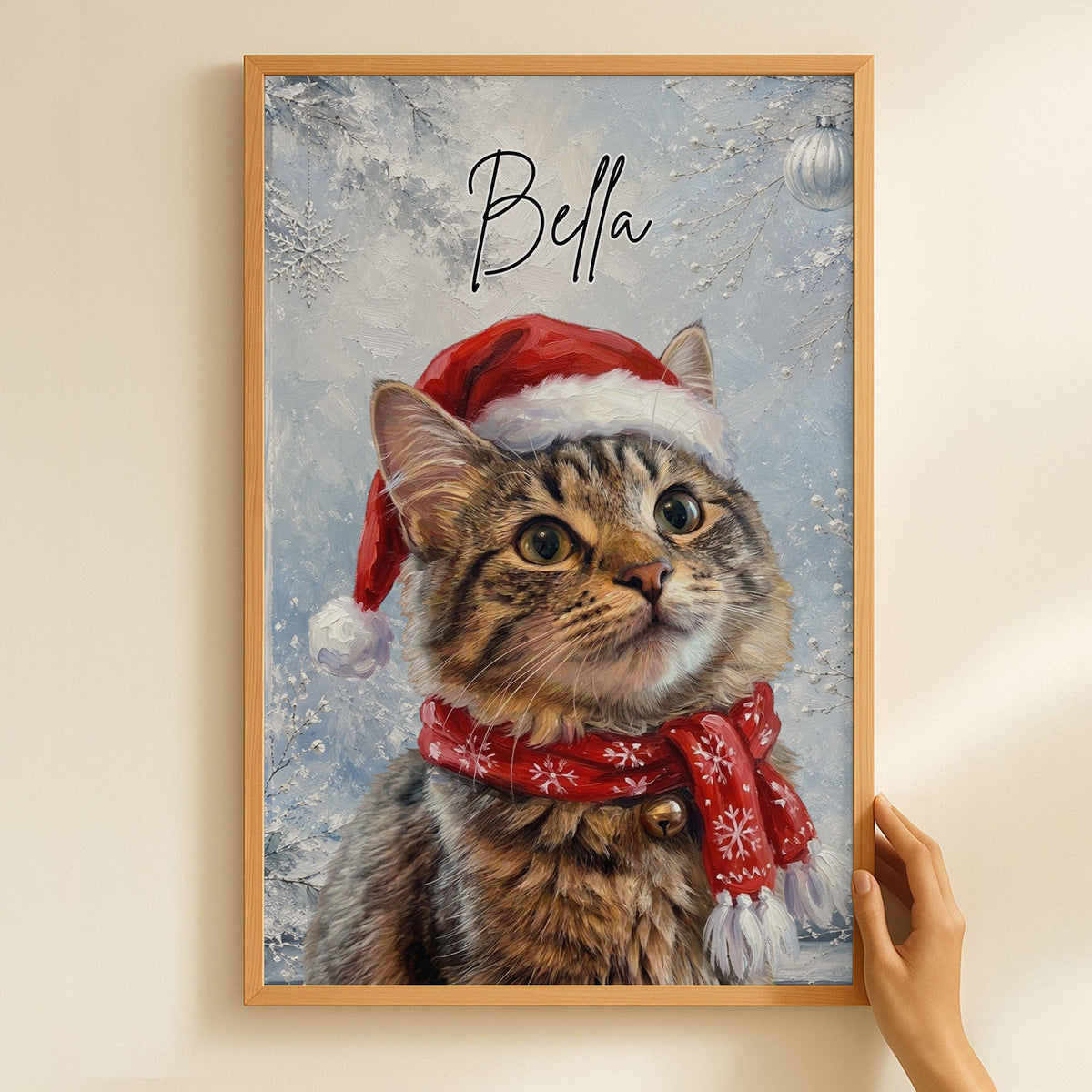 Custom Photo Pet Lovers Christmas Oil Painting Poster