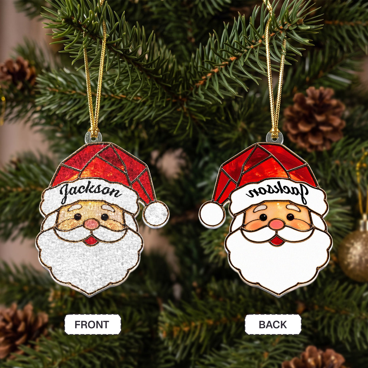 Custom Shaped Glass Custom Family Name Personalized Ornament 5