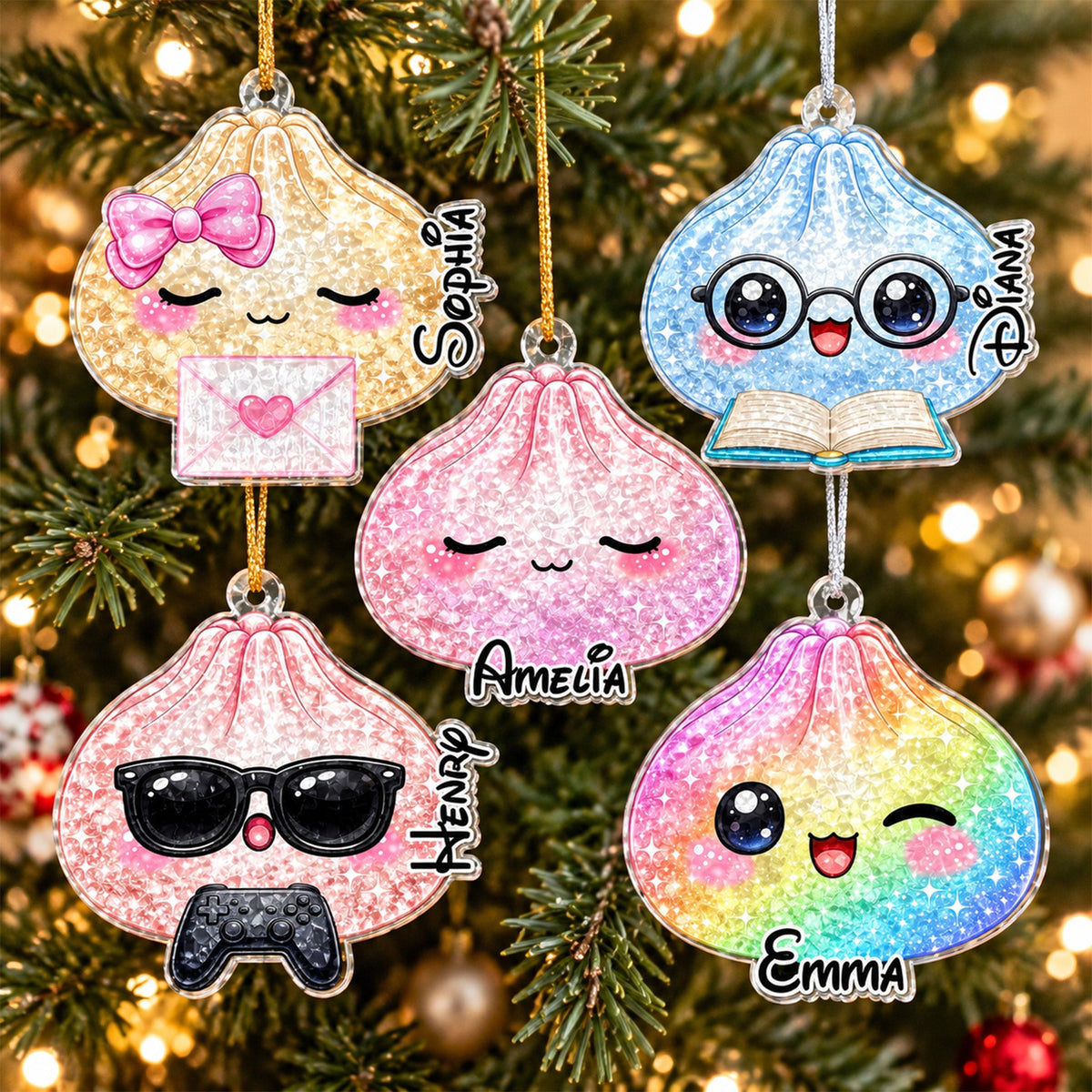 Cute Dumplings Family Christmas Funny Keepsake Personalized Ornament 1
