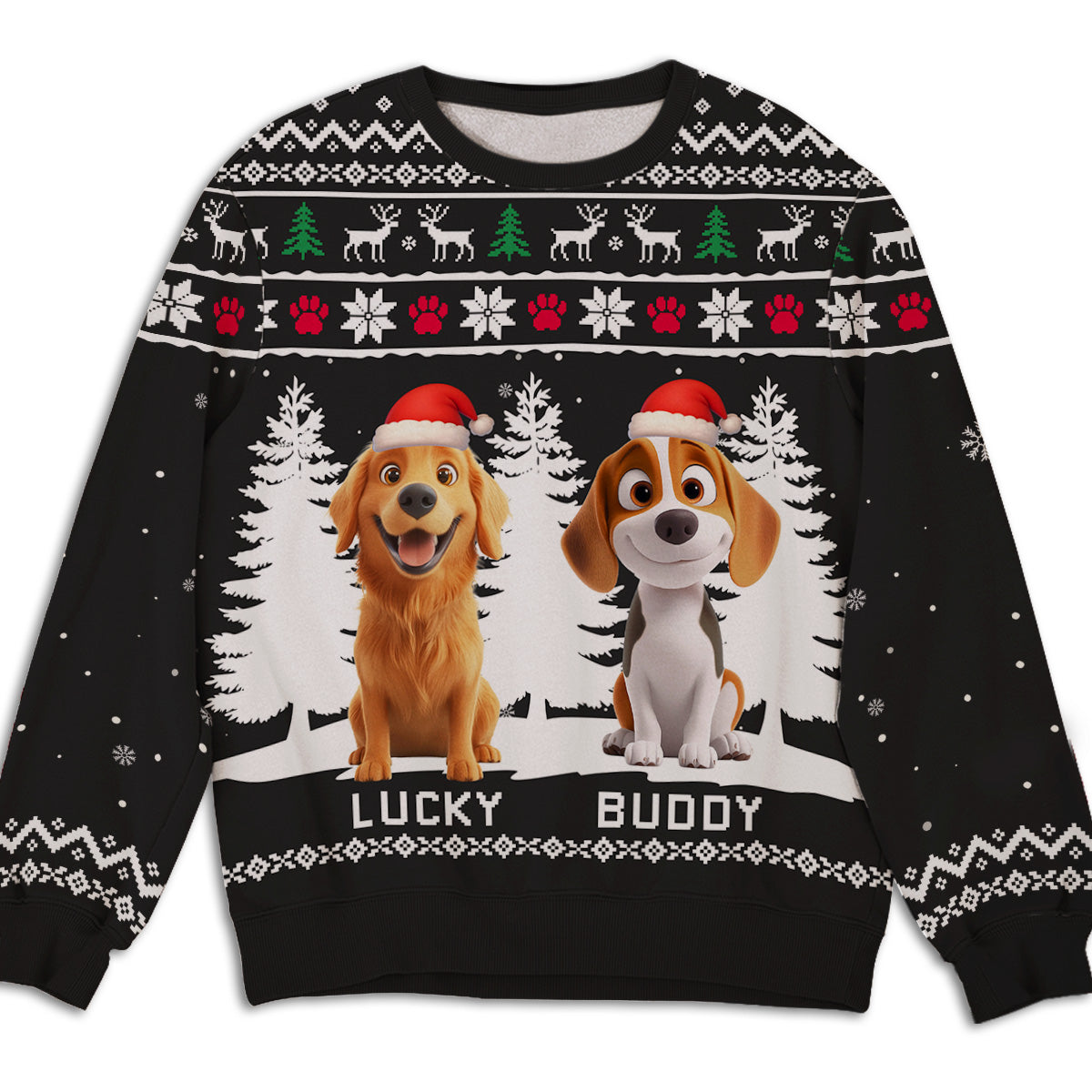 Winter Dog Cartoon - Personalized All-Over-Print Sweatshirt
