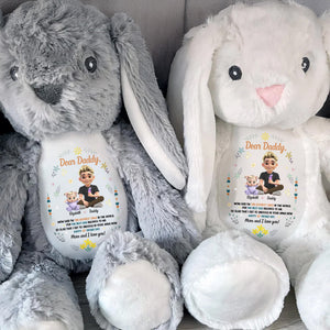 Dear Daddy, Mom Said The Best Daddies Belong To The World, Cartoon Characters And Heart - Personalized Stuffed Bunny - DAD062_BUN