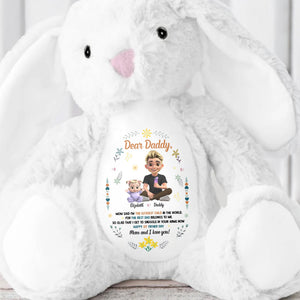 Dear Daddy, Mom Said The Best Daddies Belong To The World, Cartoon Characters And Heart - Personalized Stuffed Bunny - DAD062_BUN