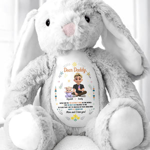 Dear Daddy, Mom Said The Best Daddies Belong To The World, Cartoon Characters And Heart - Personalized Stuffed Bunny - DAD062_BUN