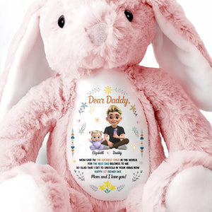Dear Daddy, Mom Said The Best Daddies Belong To The World, Cartoon Characters And Heart - Personalized Stuffed Bunny - DAD062_BUN