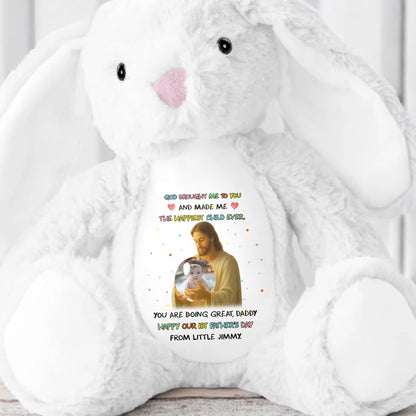 God Brought Me To You And Made Me The Happiest Child Ever, Stuffed Bunny and Baby Photo - Personalized Stuffed Bunny - DAD072_BUN